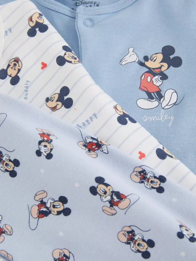 0–24 kk | 3 kpl:n pakkaus Disneyn Mikki Hiiri -napituspyjamat-bodyja