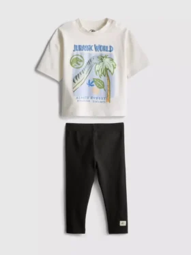 0–36 kk | Jurassic World -T-paita ja leggingsit Seti