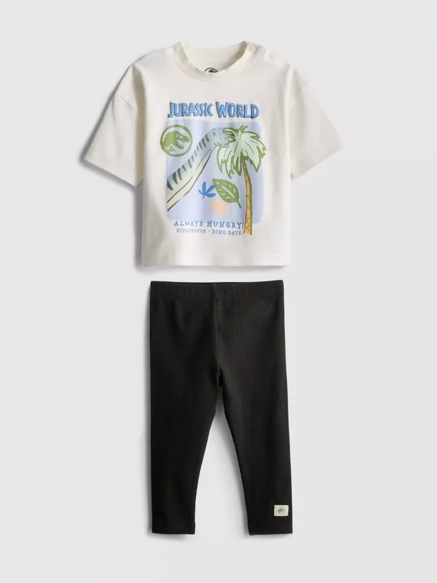 0–36 kk | Jurassic World -T-paita ja leggingsit Seti