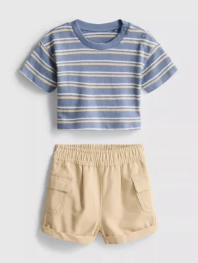 0–36 kk | T-paita ja cargo-shortsit -seti