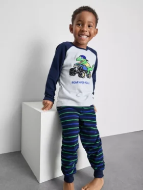 1,5–8 v. | fleece-pyjamat, jossa on dinosauruskuvio
