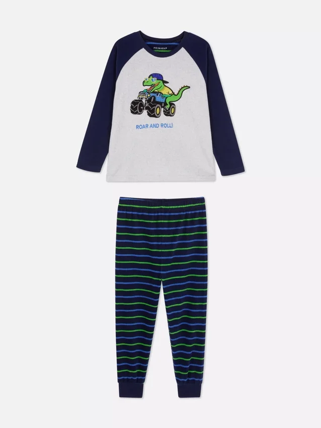 1,5–8 v. | fleece-pyjamat, jossa on dinosauruskuvio