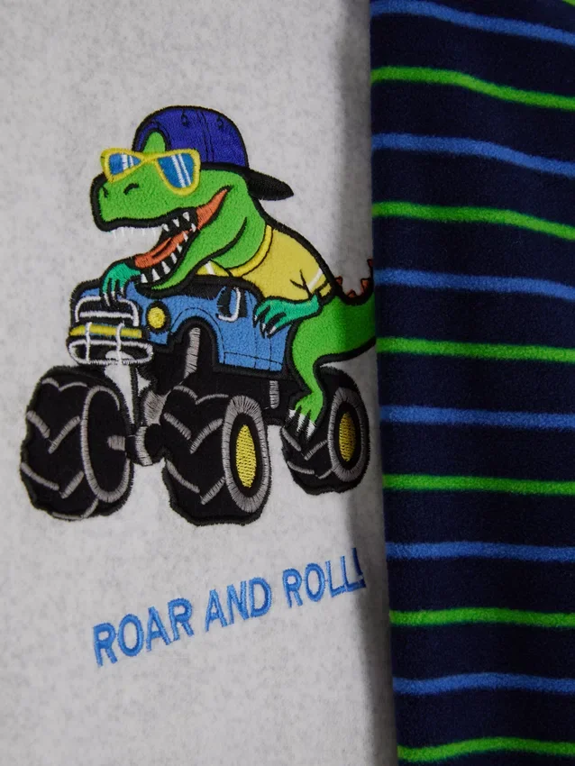 1,5–8 v. | fleece-pyjamat, jossa on dinosauruskuvio