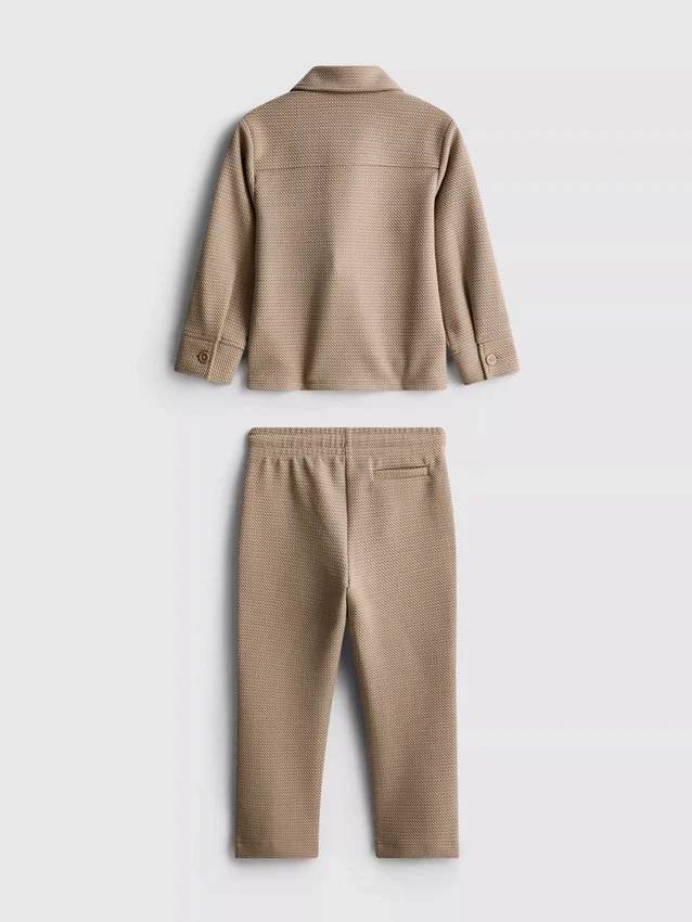 1,5–8 v. | Jacquard-vetoketjullinen takki ja Collegehousut -setti