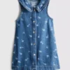 1,5–8 v. | kukkakuvioinen hihaton denim-mekko kauluksella