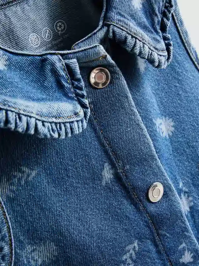 1,5–8 v. | kukkakuvioinen hihaton denim-mekko kauluksella