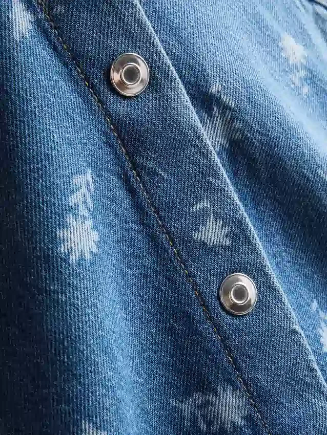 1,5–8 v. | kukkakuvioinen hihaton denim-mekko kauluksella