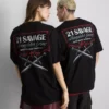 21 Savage -lyhythihainen t-paita