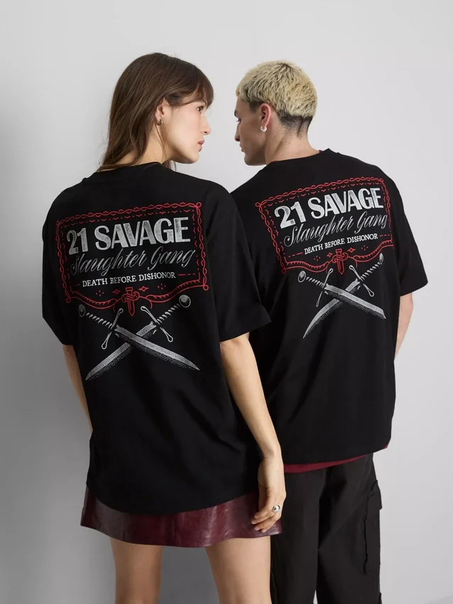 21 Savage -lyhythihainen t-paita