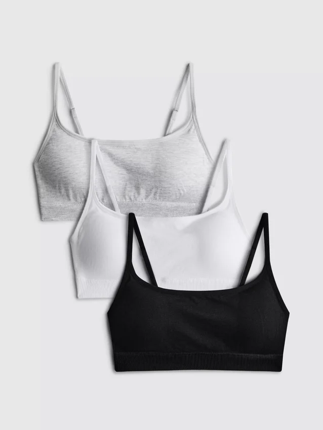 3 kpl langattomia crop-braletteja