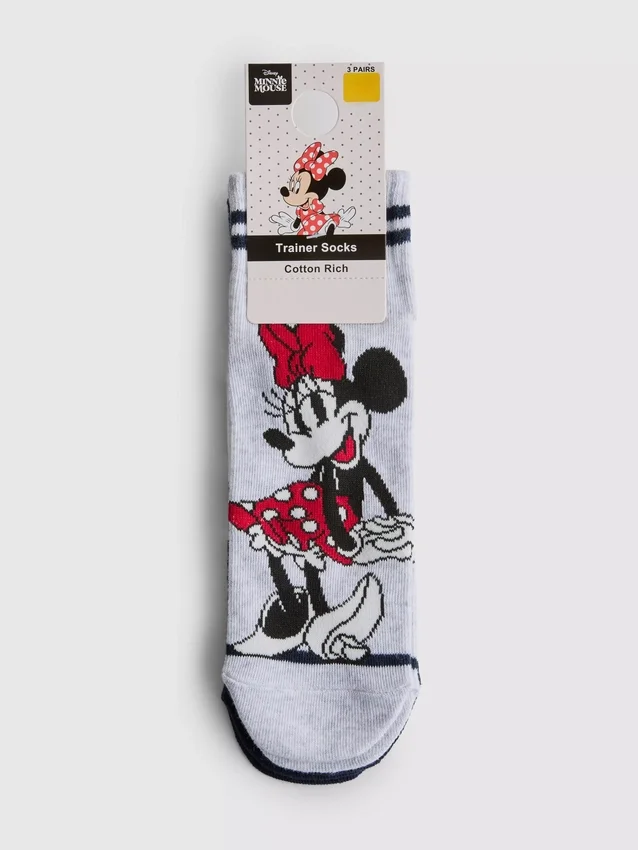 3 kpl:n pakkaus Disneyn Minnie Mouse -nilkkasukat