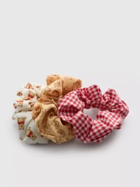 3 kpl:n pakkaus Disneyn Nalle Puh -kuvioisia scrunchie-hiusdonitseja