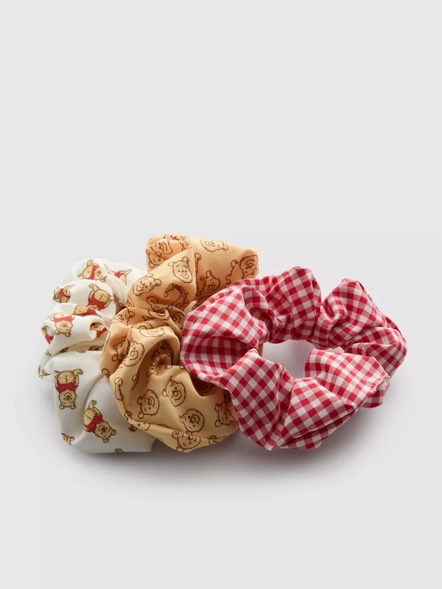 3 kpl:n pakkaus Disneyn Nalle Puh -kuvioisia scrunchie-hiusdonitseja