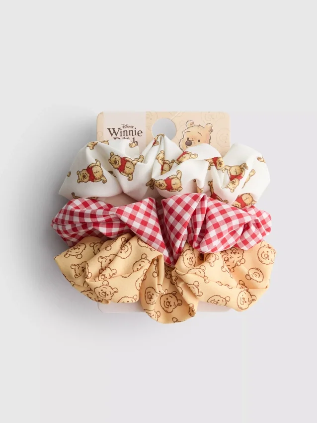 3 kpl:n pakkaus Disneyn Nalle Puh -kuvioisia scrunchie-hiusdonitseja