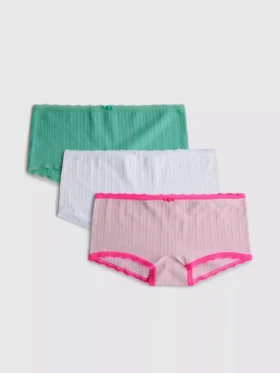 3 kpl pointelle-mallisia mini-pojashortseja