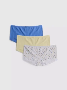 3 kpl pointelle-mallisia mini-pojashortseja