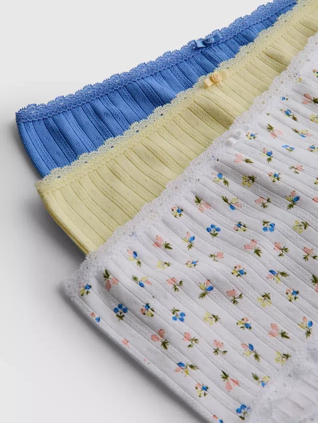 3 kpl pointelle-mallisia mini-pojashortseja
