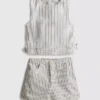 7–15 v. | raidallinen denim-hihaton toppi ja Shortsit -seti