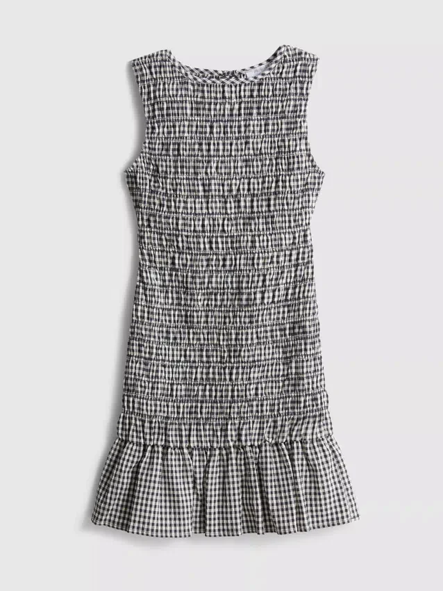 7–15 v. | rypytetty gingham-kuvioinen hihaton mekko