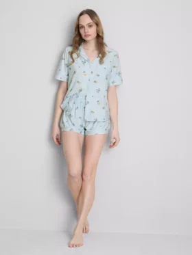 Aamiaiskuvioiset lyhyet boyfriend-pyjamat
