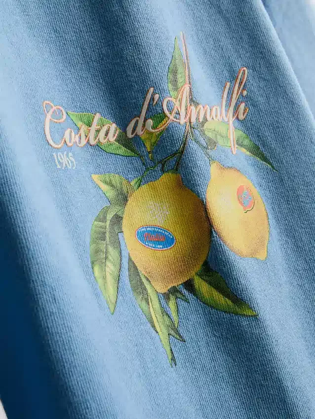 Amalfi-sitruunakuviollinen T-paita