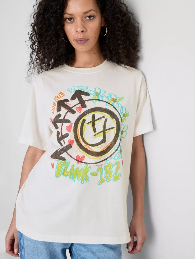 Blink 182:n rento puuvillainen logopaita