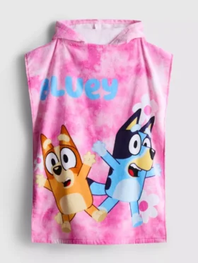 Bluey-huppuponcho froteekankaasta