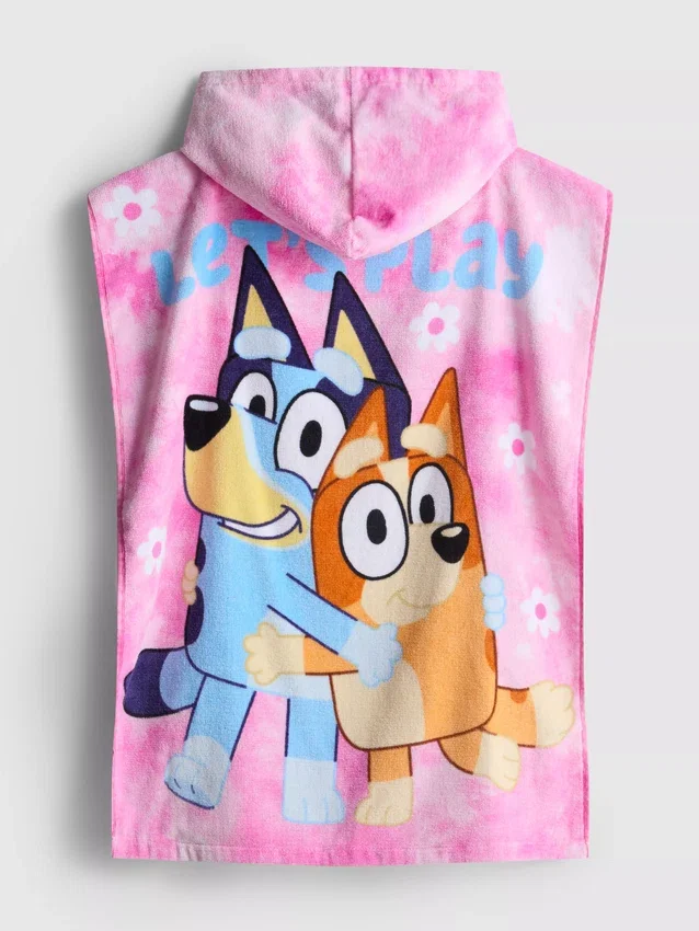 Bluey-huppuponcho froteekankaasta