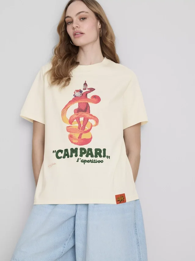 Campari-puuvillainen pyöreäkaulainen t-paita