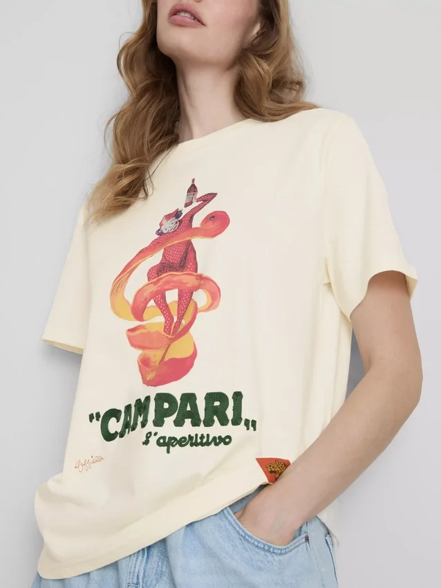 Campari-puuvillainen pyöreäkaulainen t-paita
