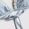 Daisy-koristeinen gingham-kuvioinen kolmiomainen bikiniliivi