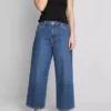 Denim-cropped-farkut, leveät lahkeet