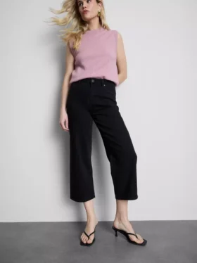Denim-cropped-farkut, leveät lahkeet