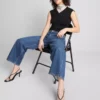 Denim-cropped-farkut, leveät lahkeet
