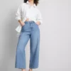 Denim-cropped-farkut, leveät lahkeet