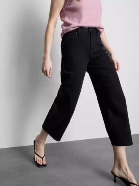 Denim-cropped-farkut, leveät lahkeet