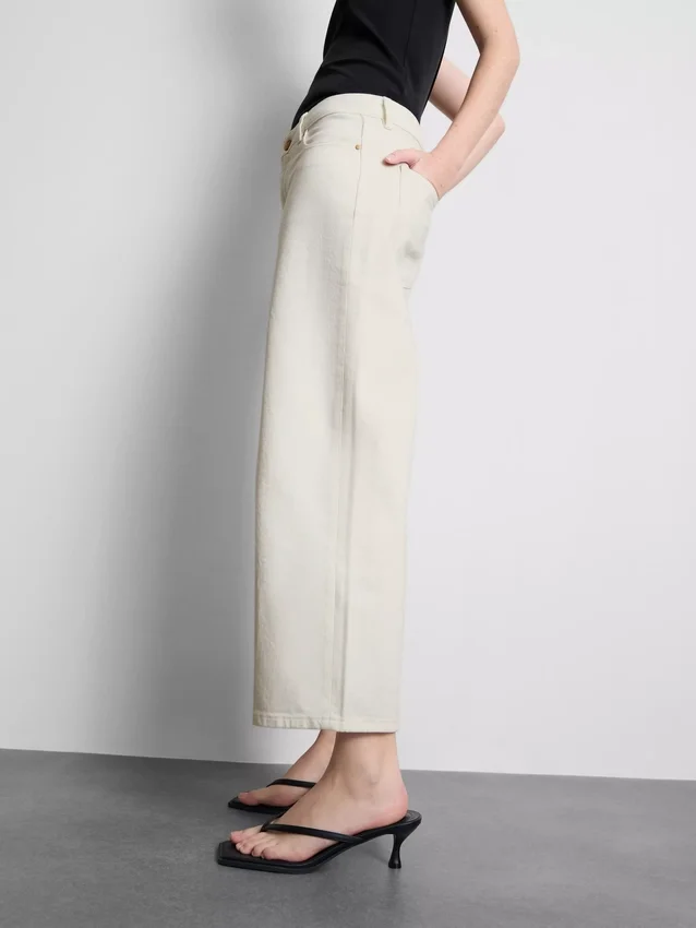 Denim-cropped-farkut, leveät lahkeet