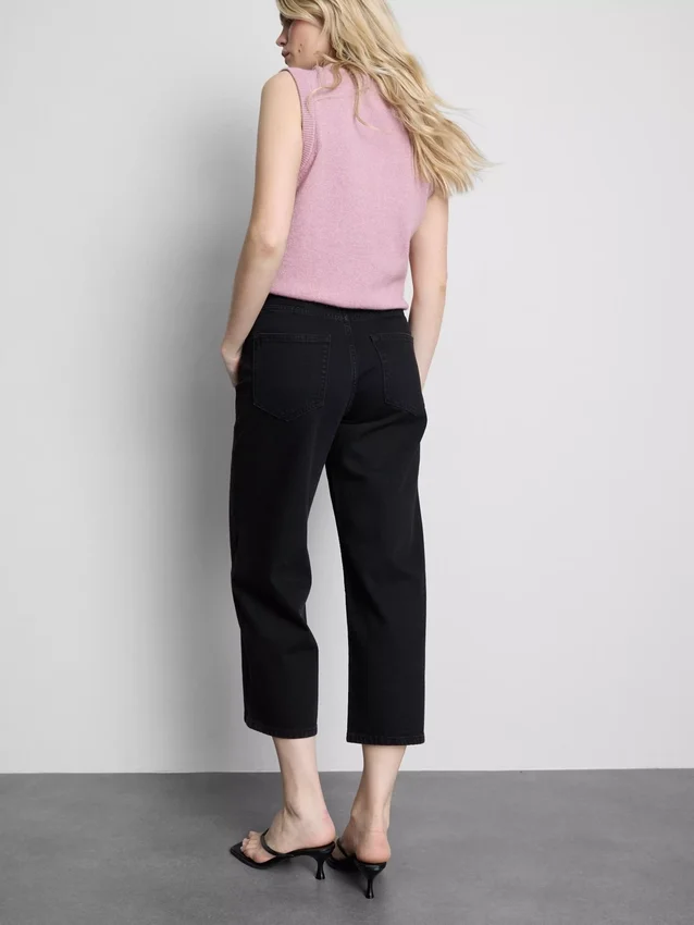Denim-cropped-farkut, leveät lahkeet