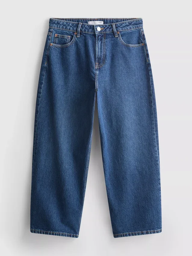 Denim-cropped-farkut, leveät lahkeet
