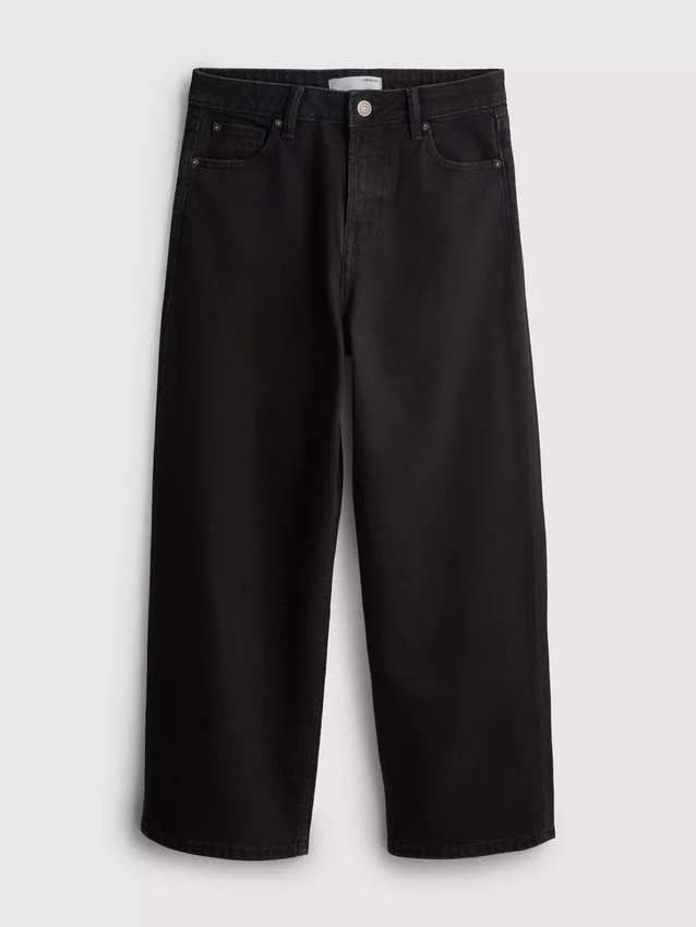 Denim-cropped-farkut, leveät lahkeet
