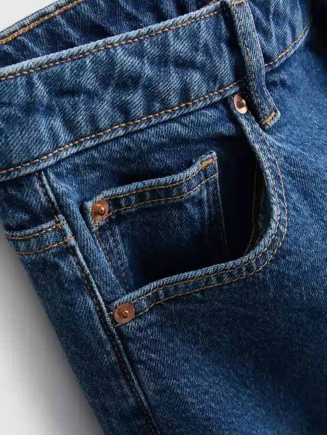 Denim-cropped-farkut, leveät lahkeet