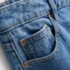 Denim-cropped-farkut, leveät lahkeet