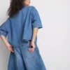 Denim-lyhythihainen shortsi