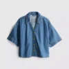Denim-lyhythihainen shortsi