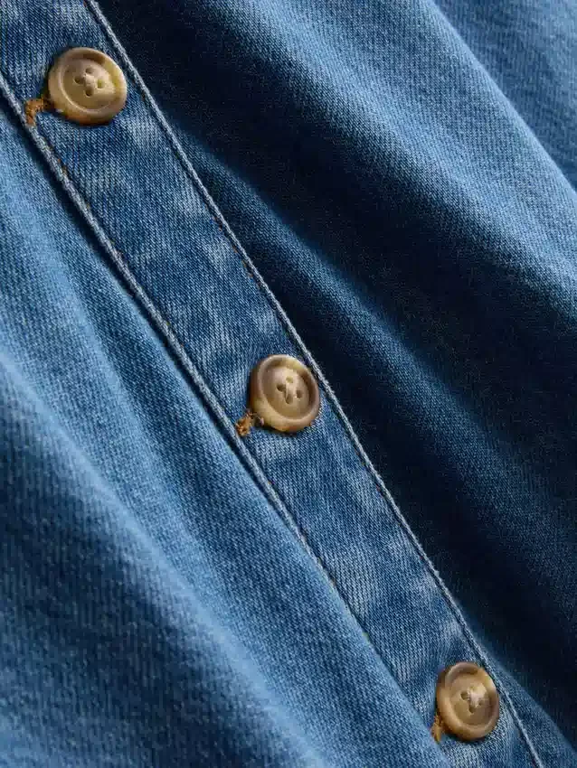 Denim-lyhythihainen shortsi