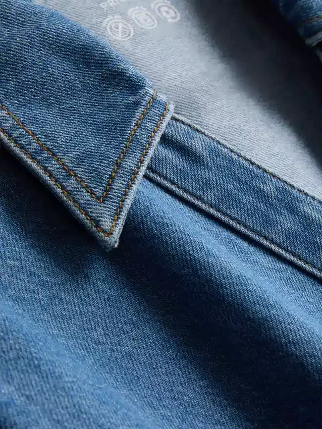 Denim-lyhythihainen shortsi