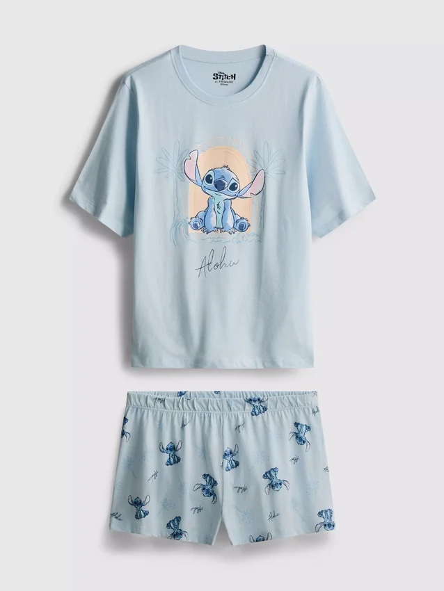 Disneyn Stitch-puuvillaiset graafiset lyhyet pyjamat