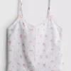 Dobby-puuvillainen kukallinen pyjamatoppi