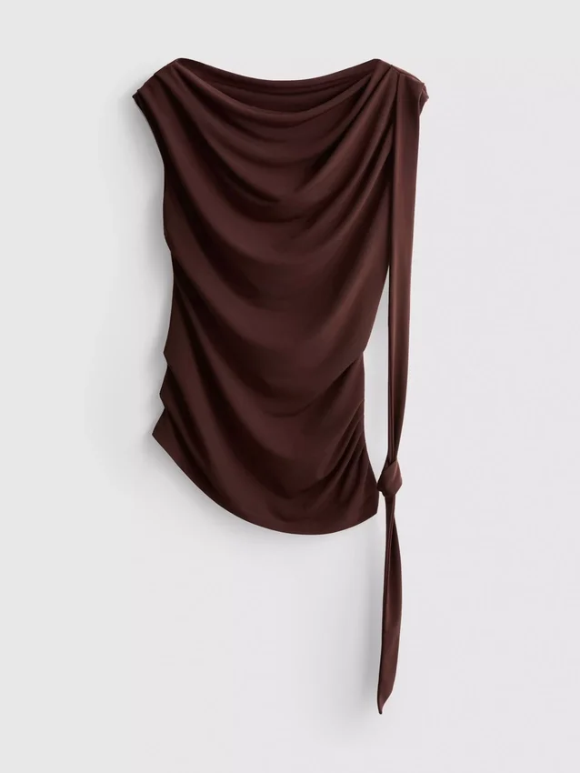 Drapattu yksipuolinen jersey-toppi