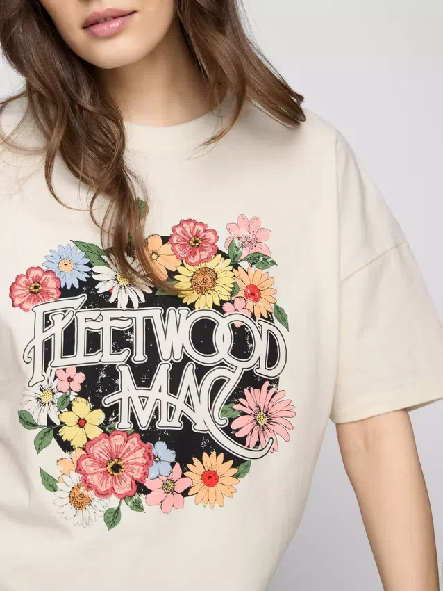 Fleetwood Macin rento puuvillainen graafinen t-paita